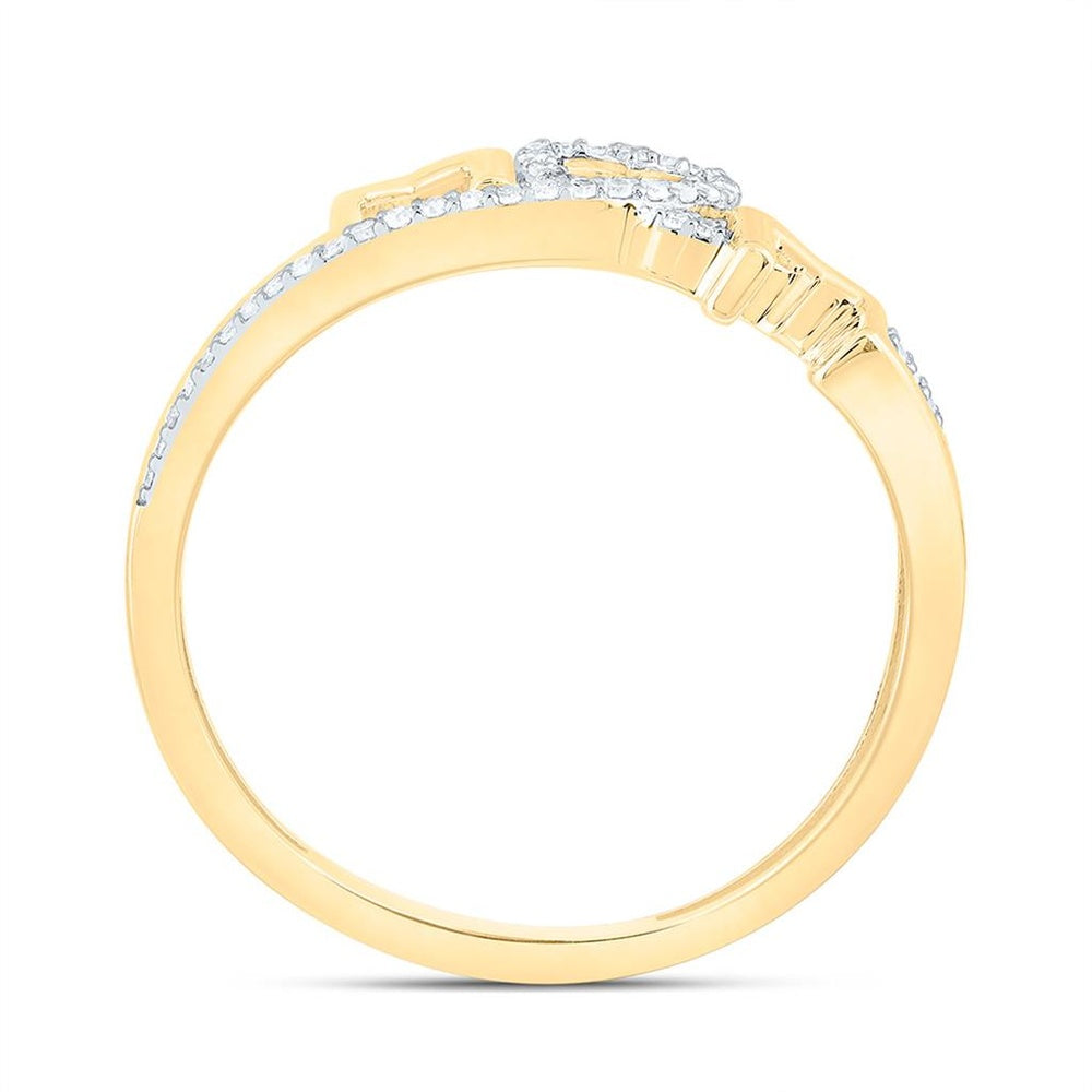 Yellow Gold Diamond Mom Heart Ring - 1/10 Carat Total Diamond Weight
