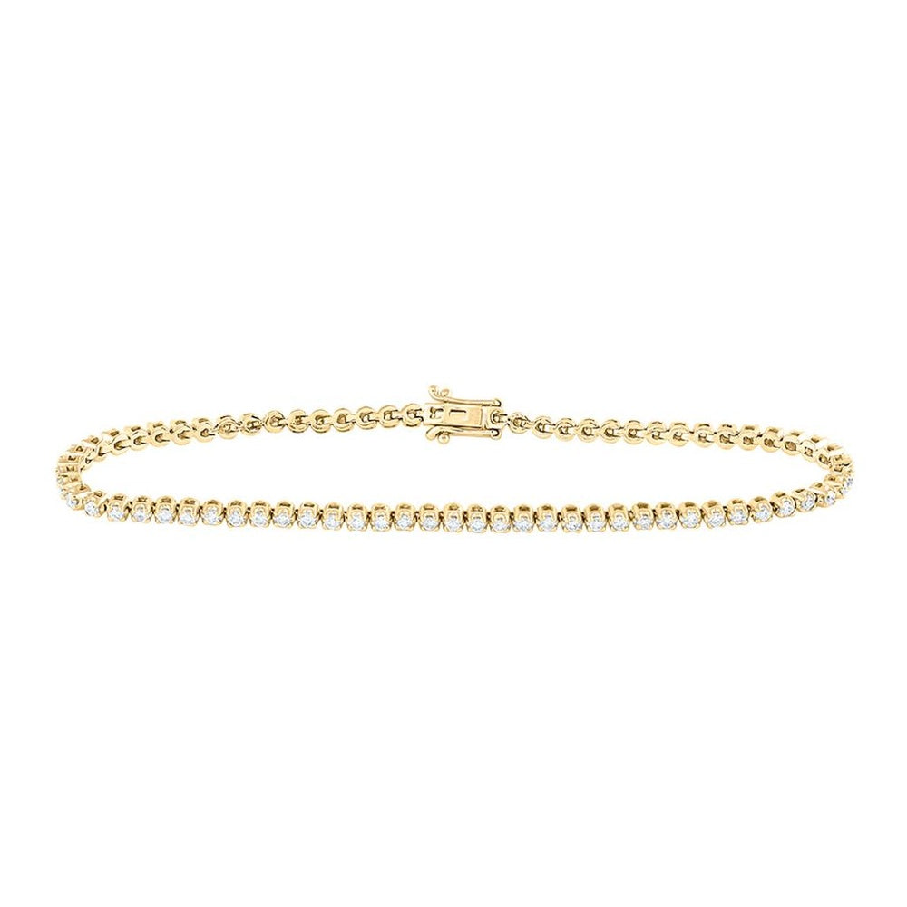 Yellow Gold Diamond Tennis 7-Inch Bracelet - 1 1/5 Carat Total Diamond Weight