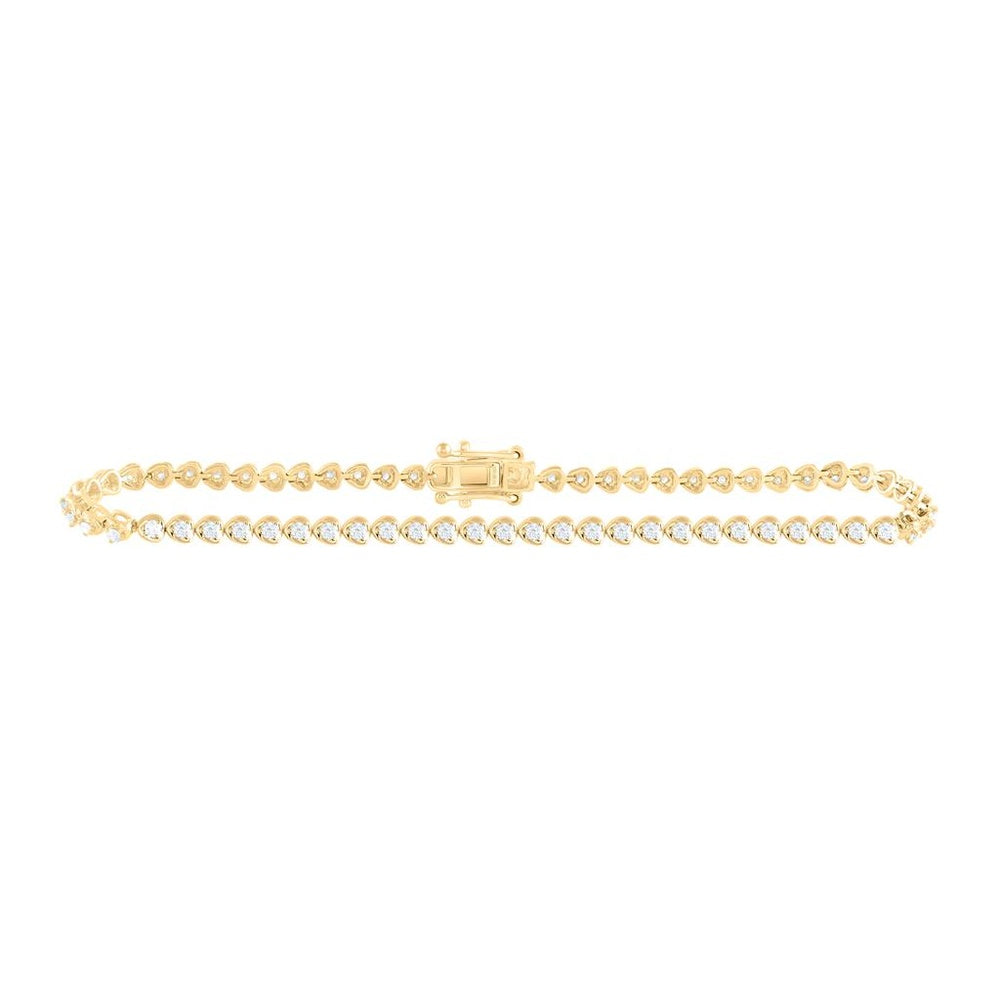 Yellow Gold Diamond Tennis 7-Inch Bracelet - 1 Carat Total Diamond Weight
