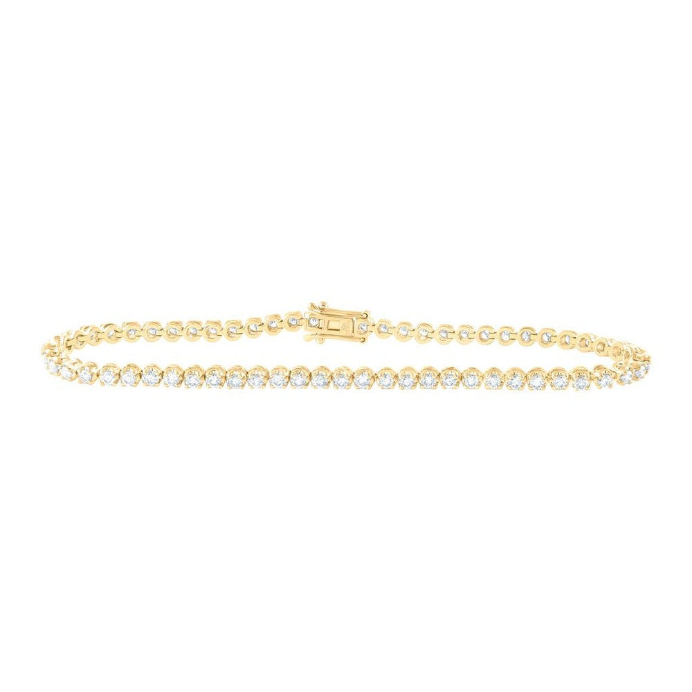 Yellow Gold Diamond Tennis 7-Inch Bracelet - 2 Carat Total Diamond Weight