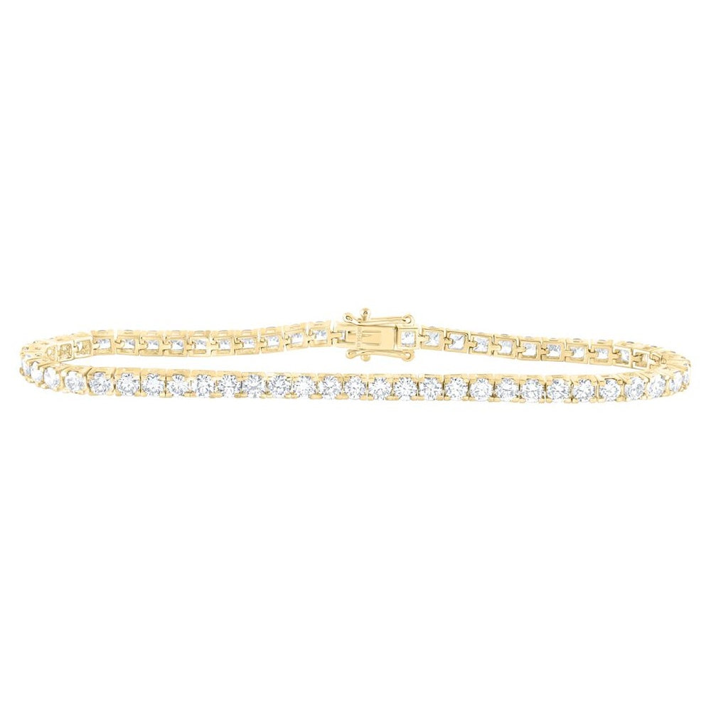 Yellow Gold Diamond Tennis 7-Inch Bracelet - 5 Carat Total Diamond Weight
