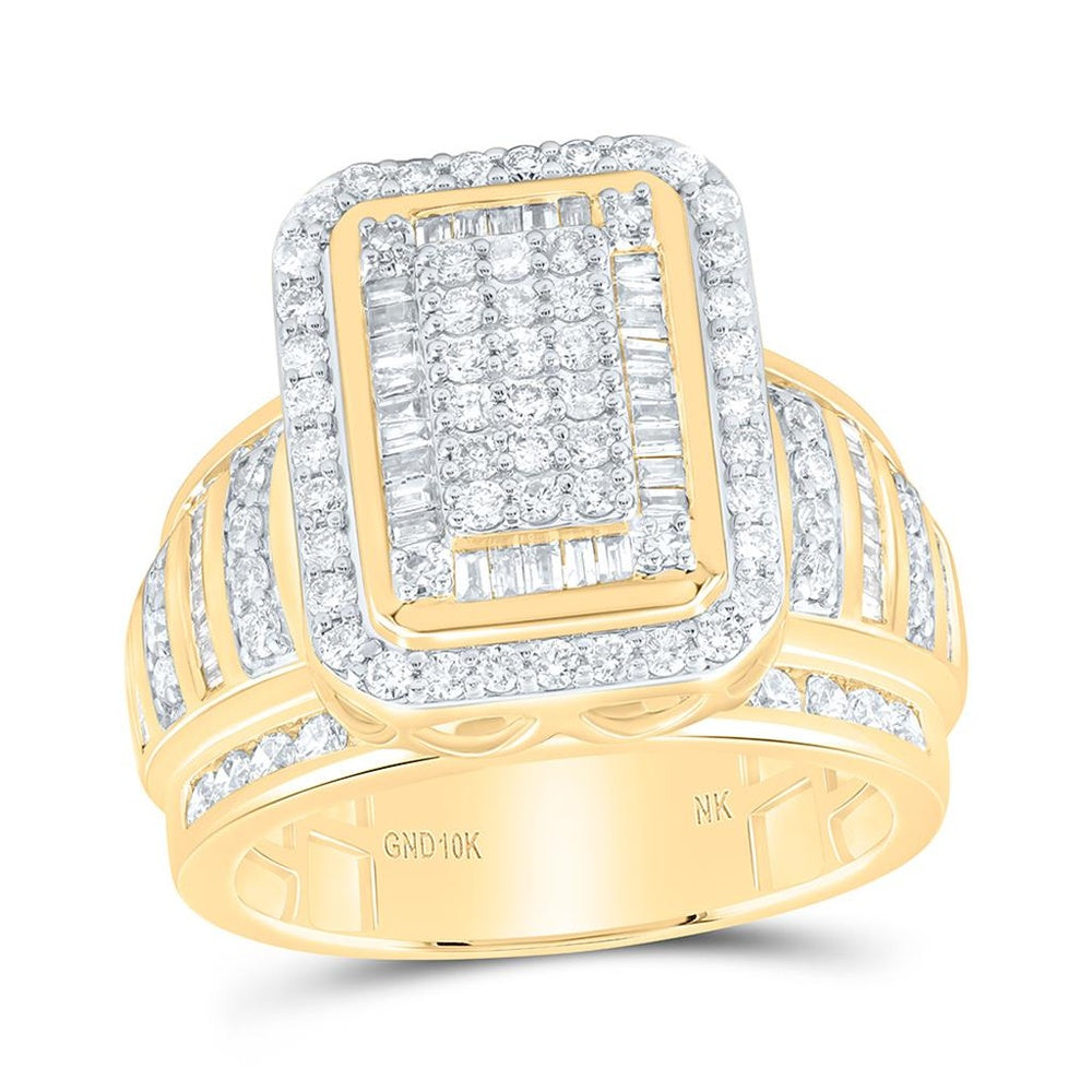 Yellow Gold Emerald Diamond Ring - 1 1/2 Carat Total Gemstone Weight