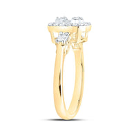 Yellow Gold Emerald Diamond Ring - 1/2 Carat Total Diamond Weight