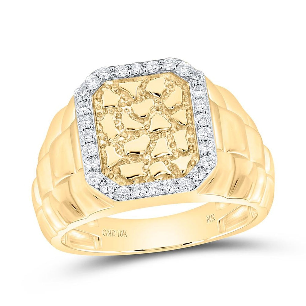 Yellow Gold Emerald Diamond Ring - 1/2 Carat Total Gemstone Weight