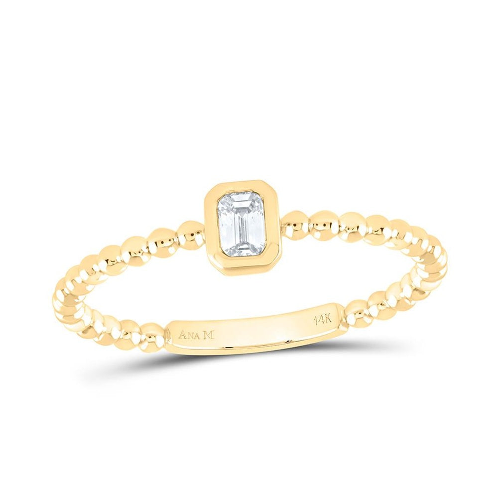 Yellow Gold Emerald Diamond Ring - 1/6 Carat Total Gemstone Weight