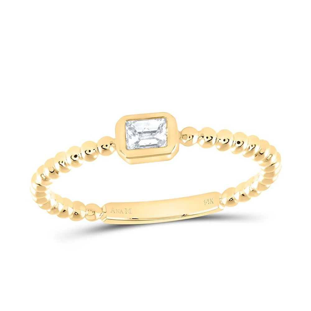 Yellow Gold Emerald Diamond Ring - 1/6 Carat Total Gemstone Weight
