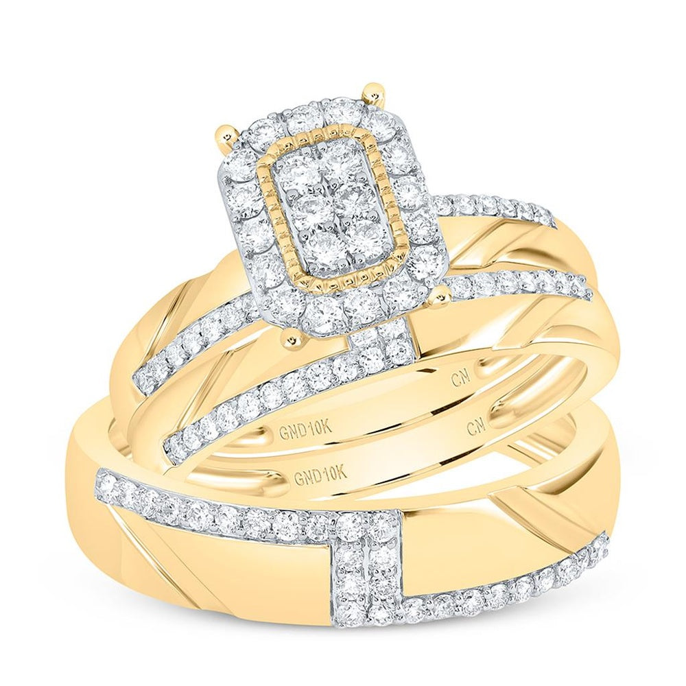 Yellow Gold Emerald Diamond Ring - 3/4 Carat Total Gemstone Weight
