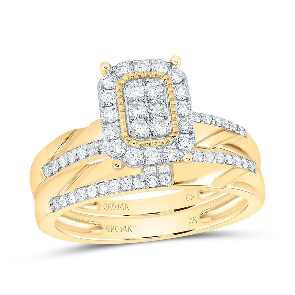 Yellow Gold Emerald Diamond Ring - 3/4 Carat Total Gemstone Weight