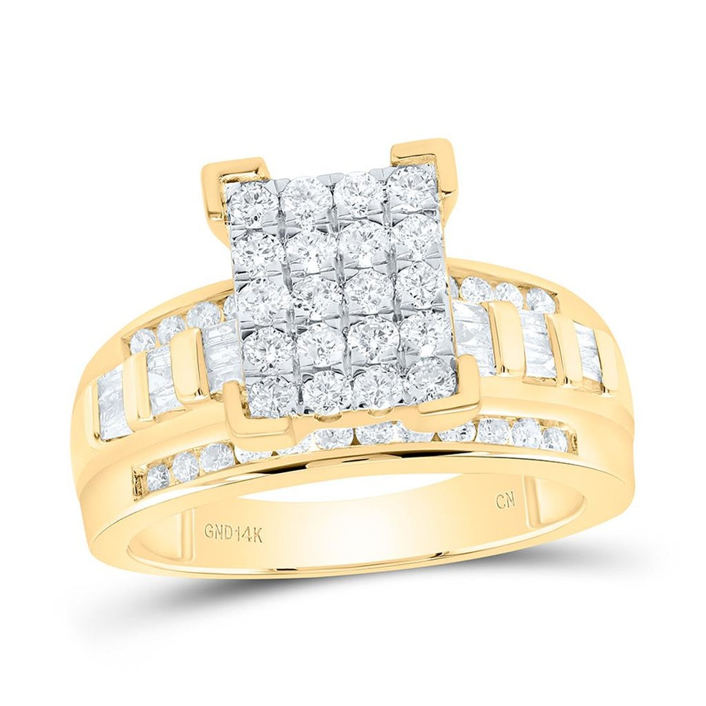 Yellow Gold Emerald Diamond Ring - 7/8 Carat Total Gemstone Weight
