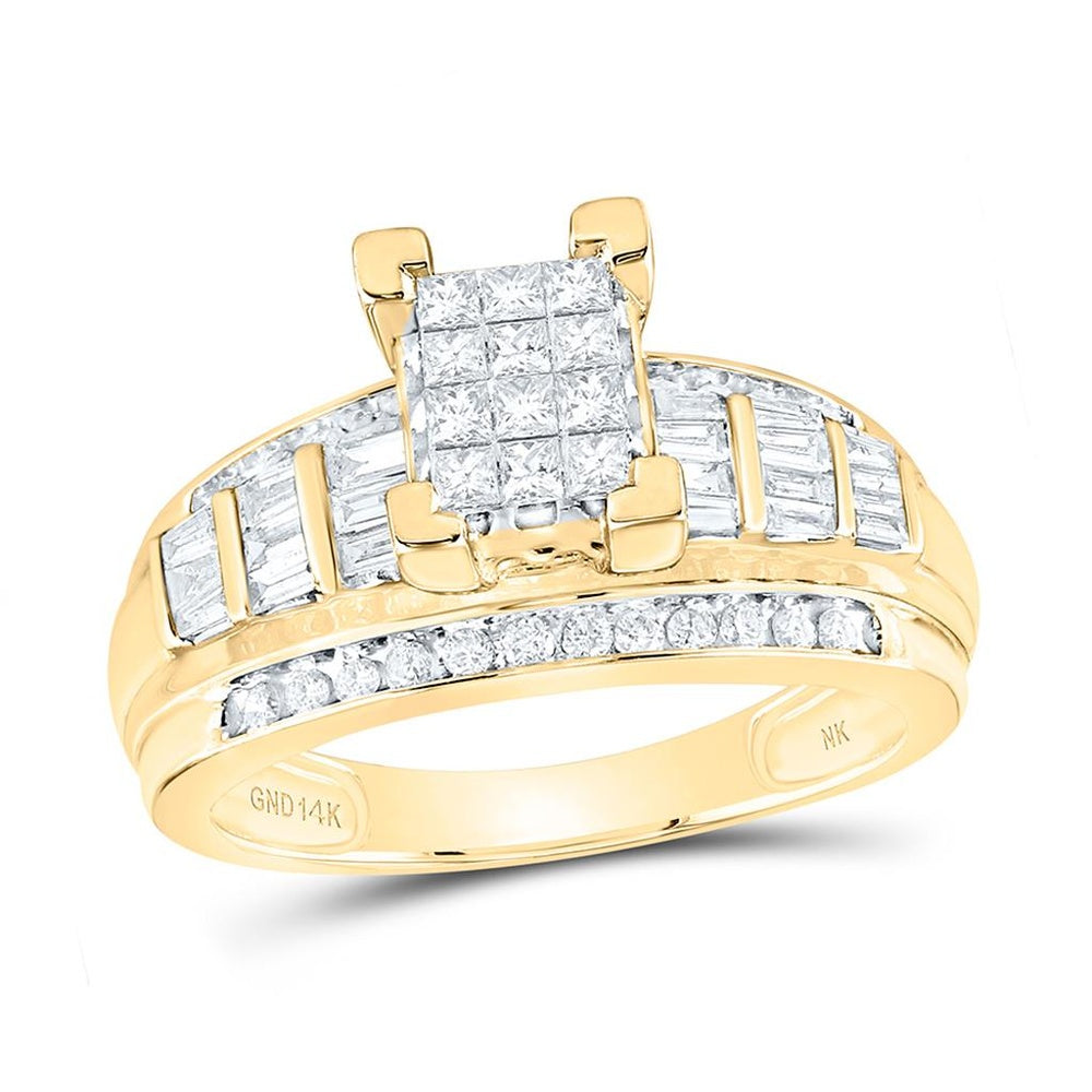 Yellow Gold Emerald Diamond Ring - 7/8 Carat Total Gemstone Weight