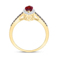 Yellow Gold Marquise Brown and White Diamond Ring - 1/4 Carat Total Gemstone Weight