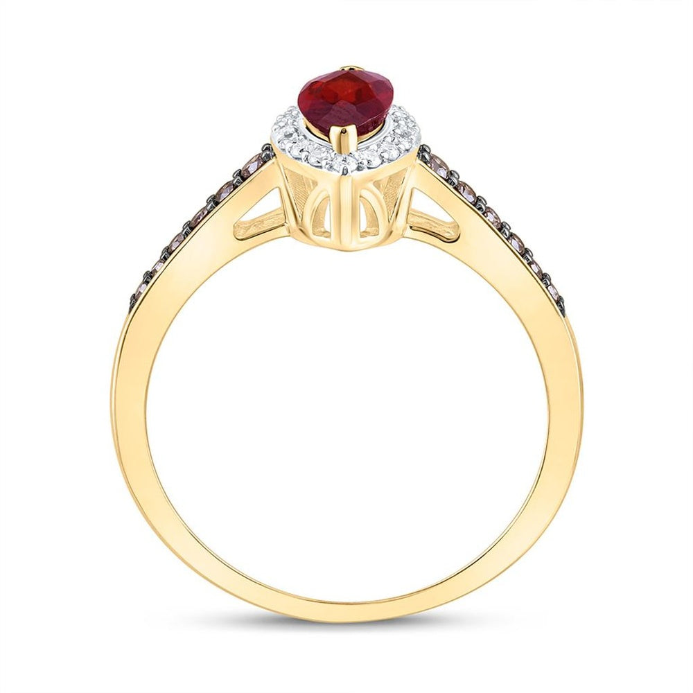 Yellow Gold Marquise Brown and White Diamond Ring - 1/4 Carat Total Gemstone Weight