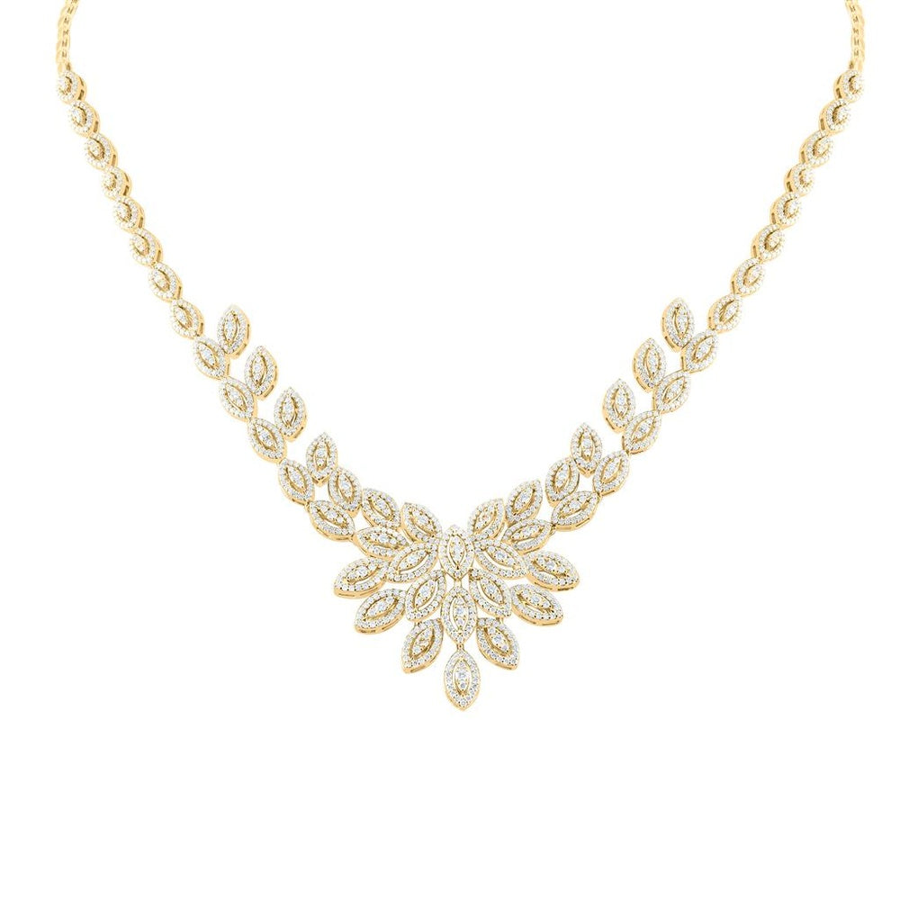 Yellow Gold Marquise Diamond 17-Inch Necklace - 6 7/8 Carat Total Diamond Weight
