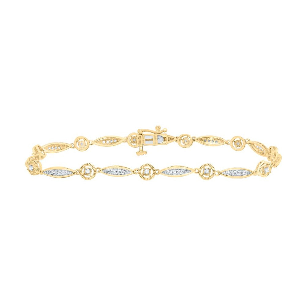 Yellow Gold Marquise Diamond 7-Inch Bracelet - 1/3 Carat Total Diamond Weight
