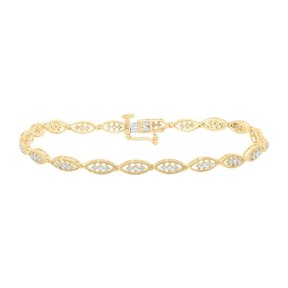 Yellow Gold Marquise Diamond 7-Inch Bracelet - 1/3 Carat Total Diamond Weight