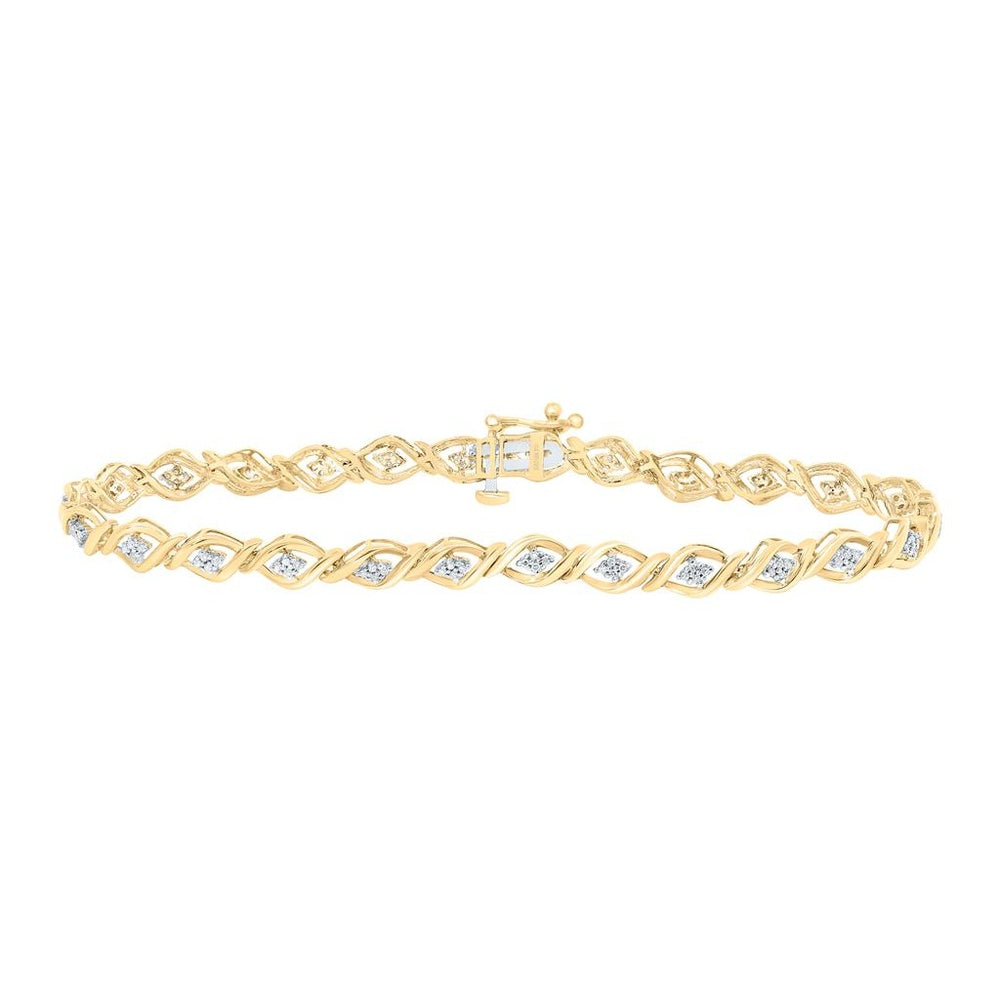 Yellow Gold Marquise Diamond 7-Inch Bracelet - 1/4 Carat Total Diamond Weight