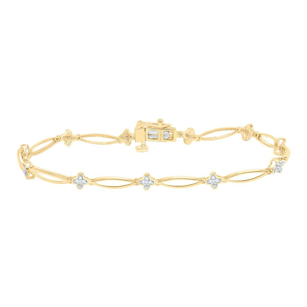 Yellow Gold Marquise Diamond 7-Inch Bracelet - 1/6 Carat Total Diamond Weight