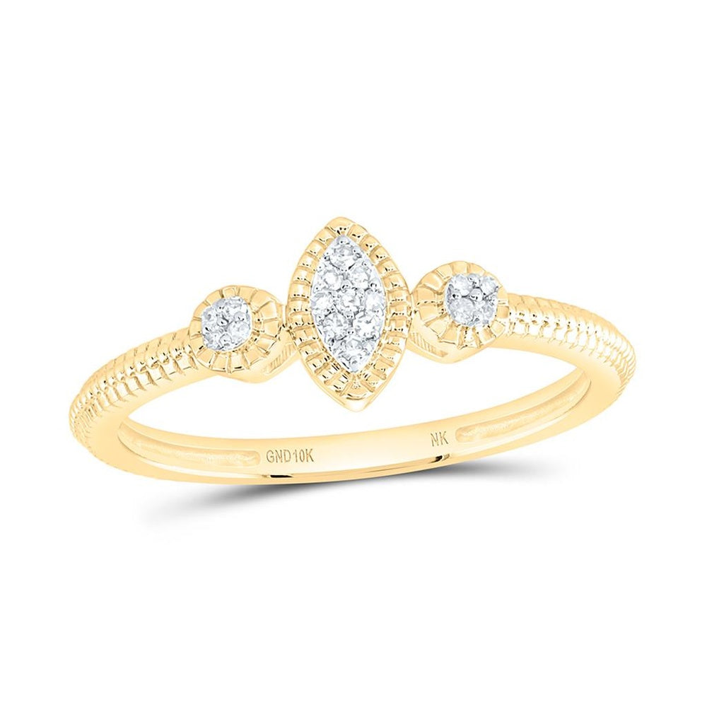 Yellow Gold Marquise Diamond Ring - 1/20 Carat Total Diamond Weight