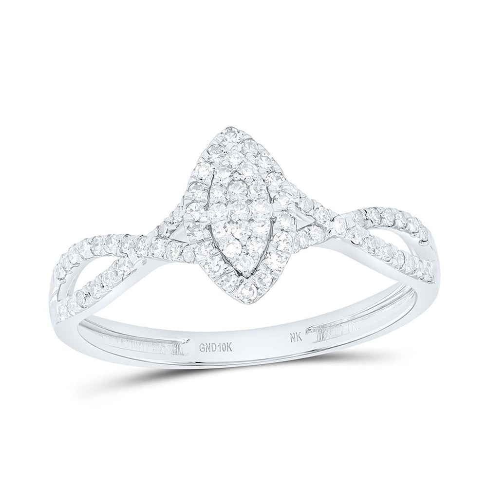 Yellow Gold Marquise Diamond Ring - 1/4 Carat Total Diamond Weight
