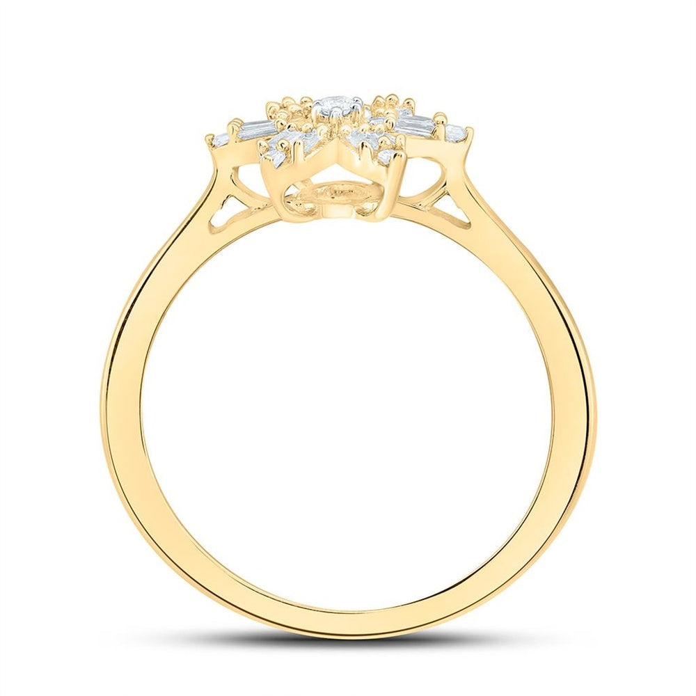 Yellow Gold Marquise Diamond Ring - 1/5 Carat Total Diamond Weight
