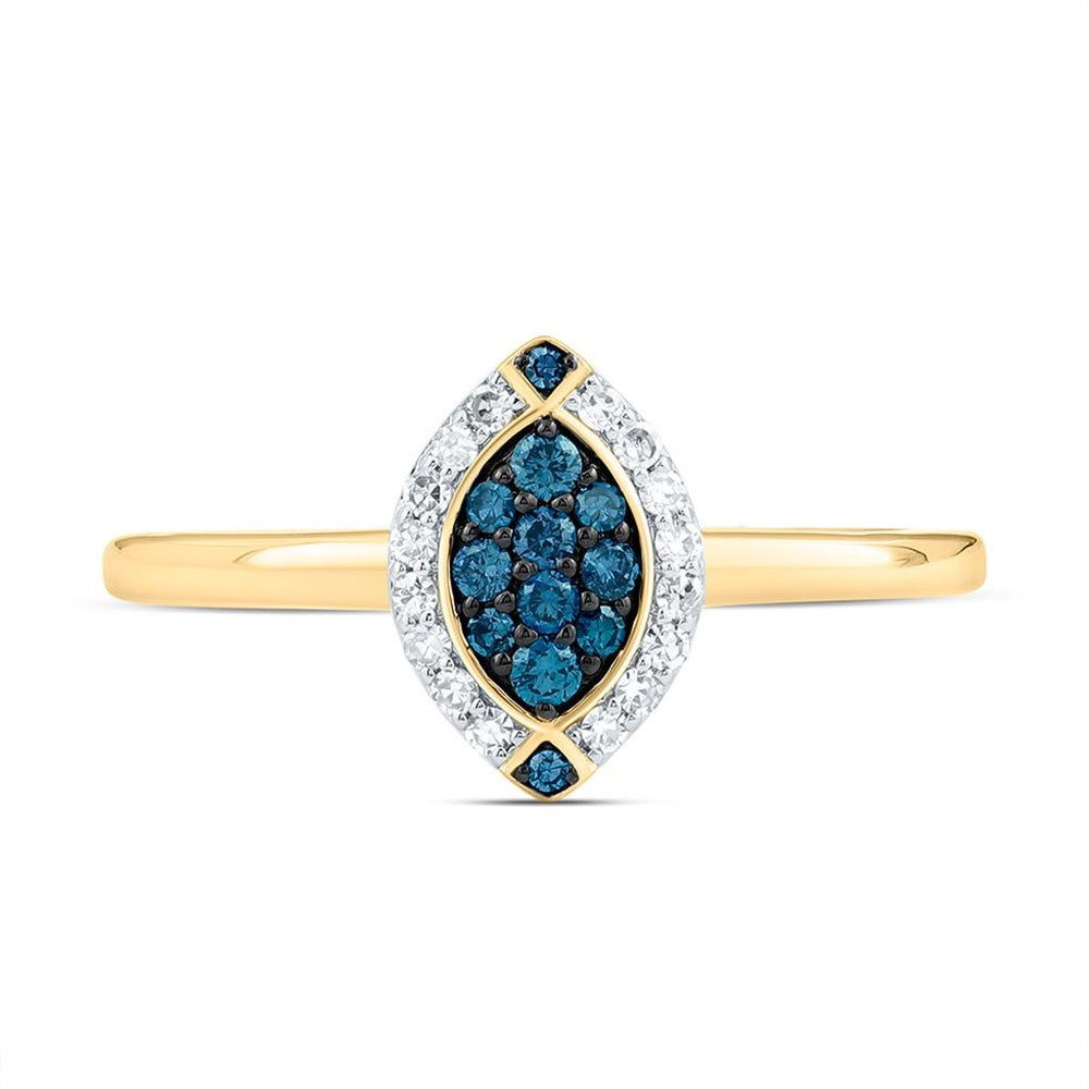 Yellow Gold Marquise Diamond Ring - 1/5 Carat Total Diamond Weight