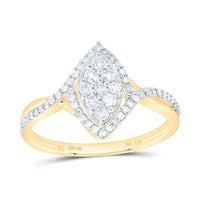 Yellow Gold Marquise Diamond Ring - 3/8 Carat Total Diamond Weight
