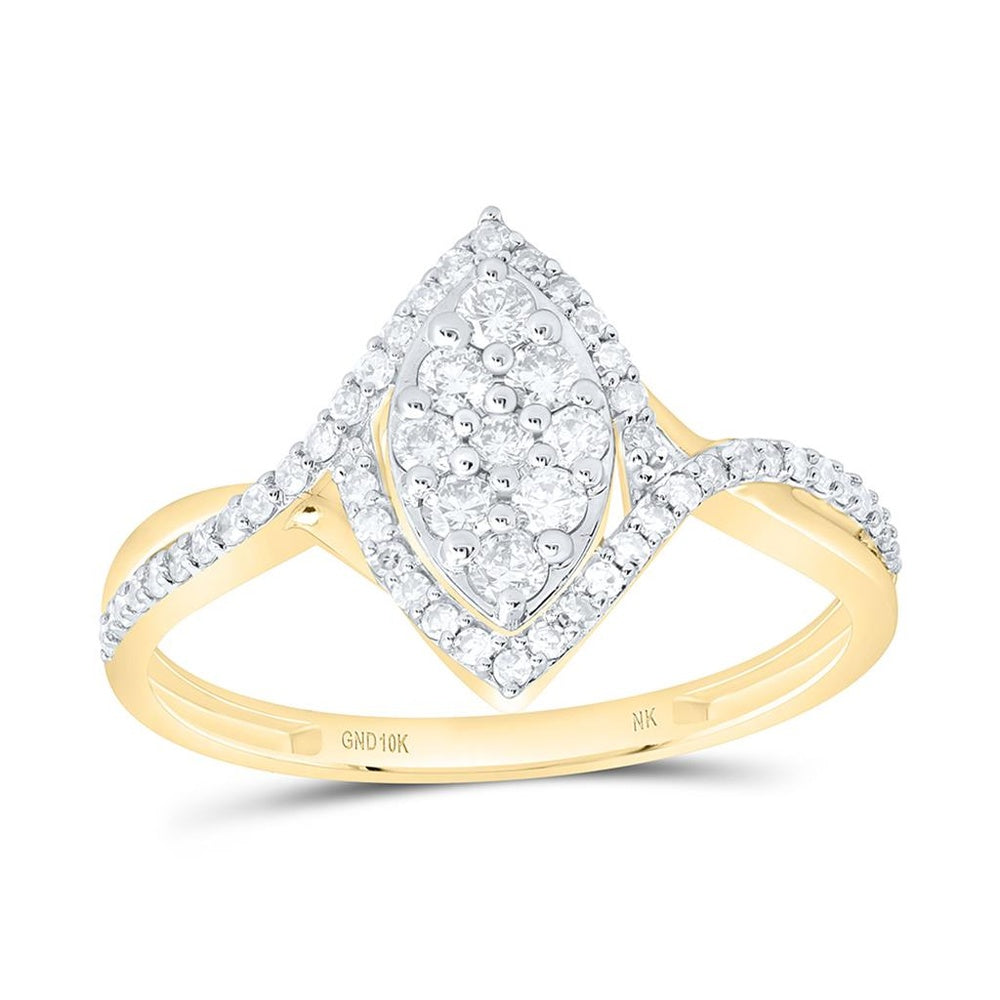Yellow Gold Marquise Diamond Ring - 3/8 Carat Total Diamond Weight