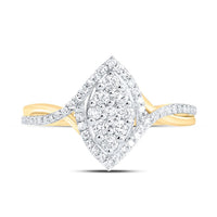 Yellow Gold Marquise Diamond Ring - 3/8 Carat Total Diamond Weight