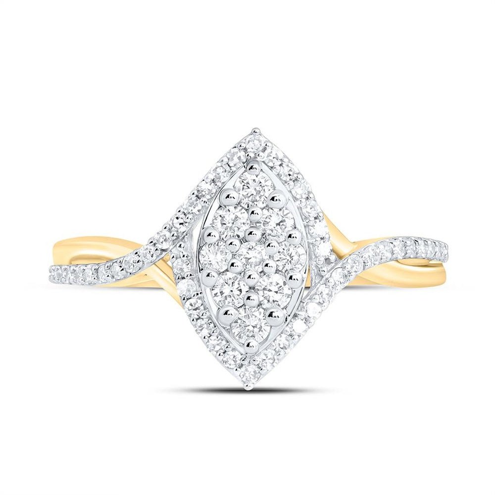 Yellow Gold Marquise Diamond Ring - 3/8 Carat Total Diamond Weight