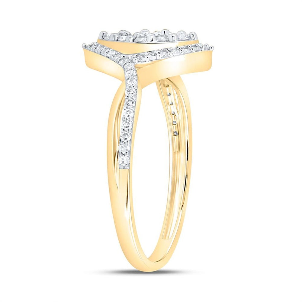 Yellow Gold Marquise Diamond Ring - 3/8 Carat Total Diamond Weight