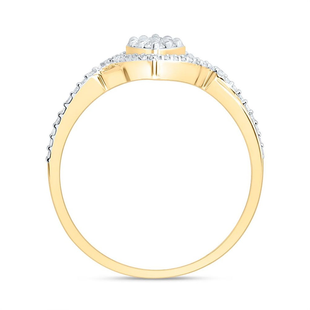 Yellow Gold Marquise Diamond Ring - 3/8 Carat Total Diamond Weight