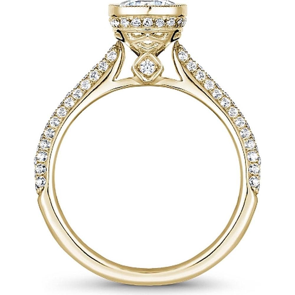 Yellow Gold Milgrain Bezel Triple-Row Pavé Round Cut Diamond Engagement Ring by Noam Carver<em> - Choose Your Center Diamond: 1 to 5 Carats, Sustainable Lab-Grown or Natural Earth-Mined</em>