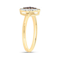Yellow Gold Natural Diamond Cognac Natural Marquise Ring - 1/5 Carat Total Diamond Weight