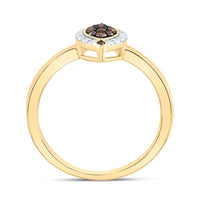 Yellow Gold Natural Diamond Cognac Natural Marquise Ring - 1/5 Carat Total Diamond Weight