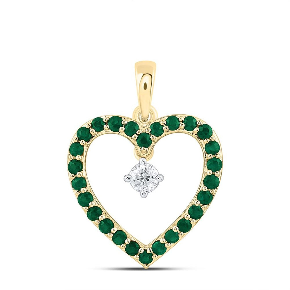Yellow Gold Natural Diamond Heart Pendant - 1/10 Carat Total Diamond Weight