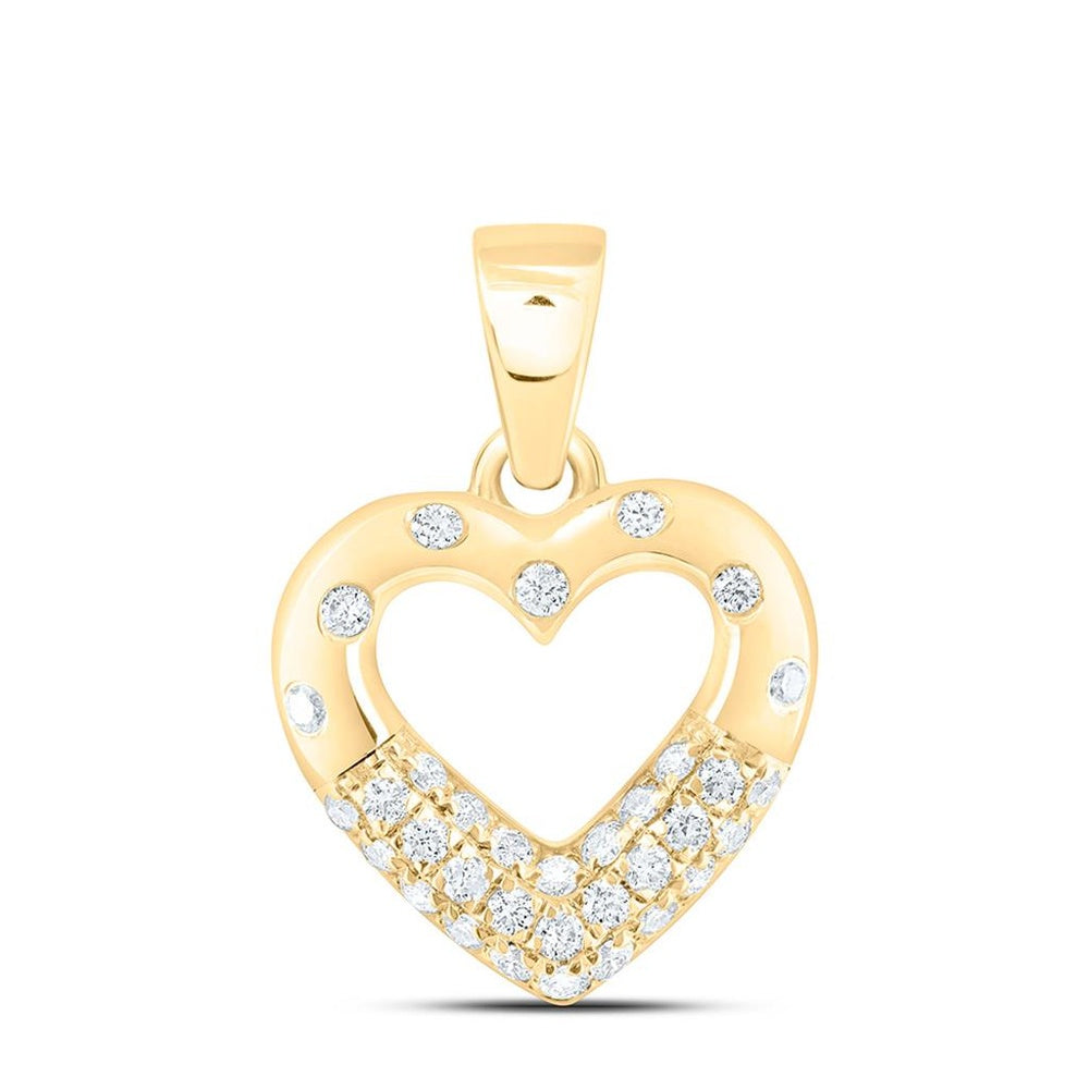 Yellow Gold Natural Diamond Heart Pendant - 1/5 Carat Total Diamond Weight
