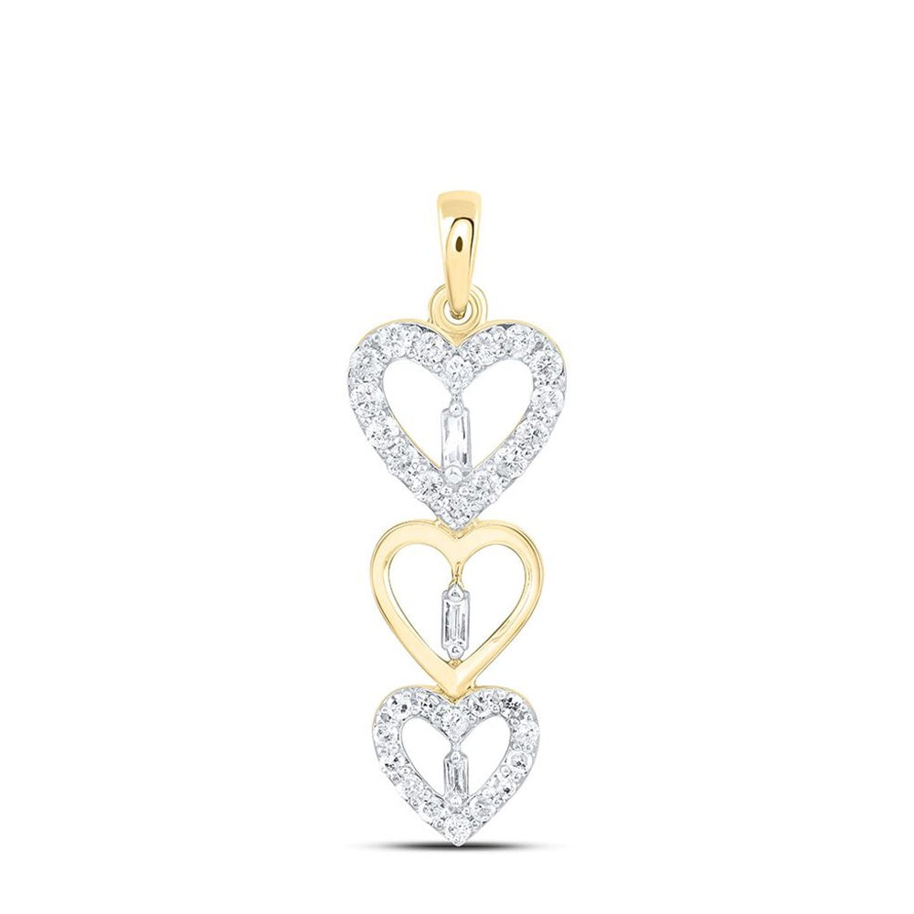 Yellow Gold Natural Diamond Heart Pendant - 3/8 Carat Total Diamond Weight