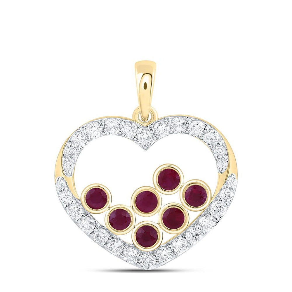 Yellow Gold Natural Diamond Heart Pendant - 3/8 Carat Total Gemstone Weight