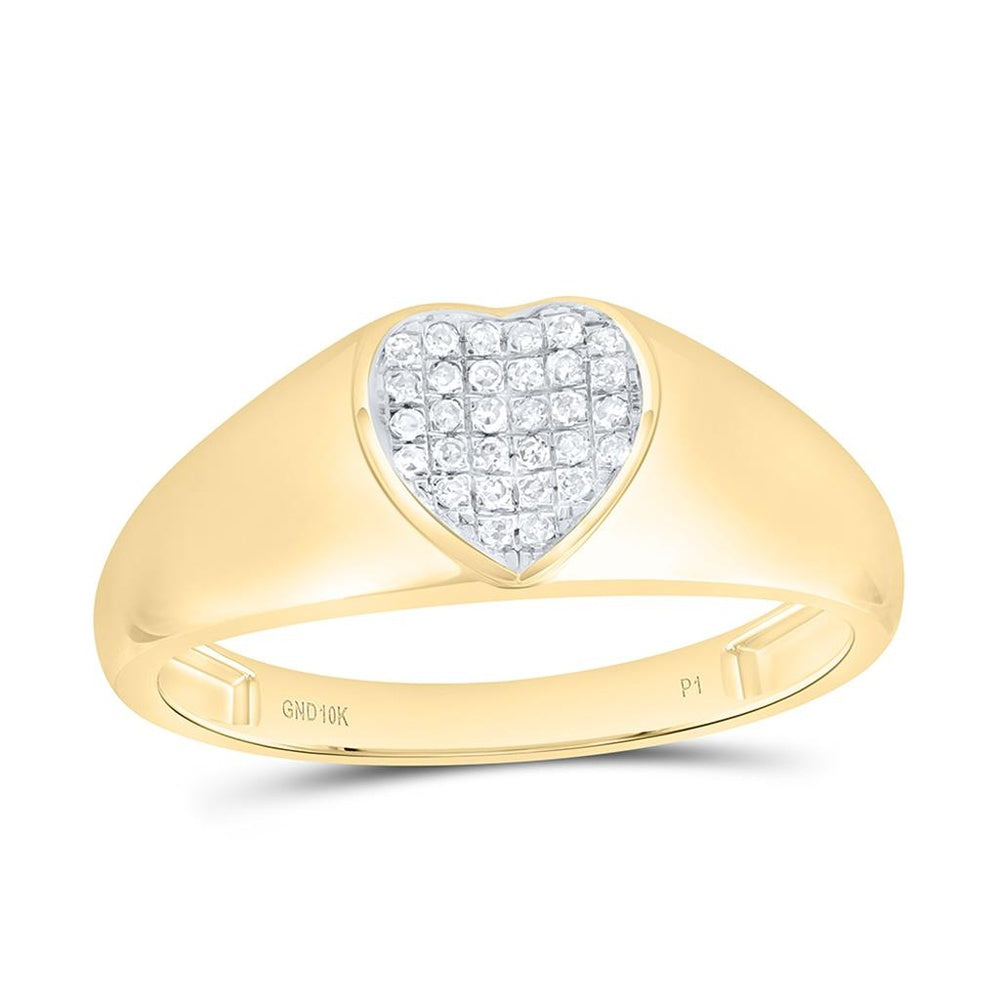 Yellow Gold Natural Diamond Heart Ring - 1/10 Carat Total Diamond Weight