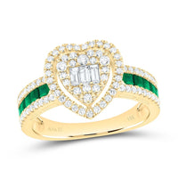 Yellow Gold Natural Diamond Heart Ring - 5/8 Carat Total Diamond Weight