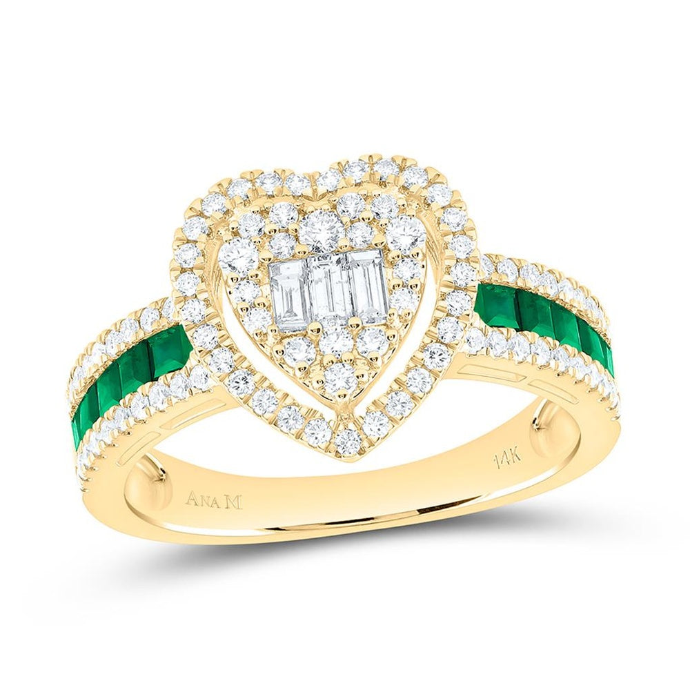 Yellow Gold Natural Diamond Heart Ring - 5/8 Carat Total Diamond Weight