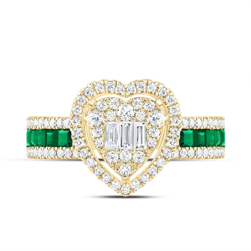 Yellow Gold Natural Diamond Heart Ring - 5/8 Carat Total Diamond Weight