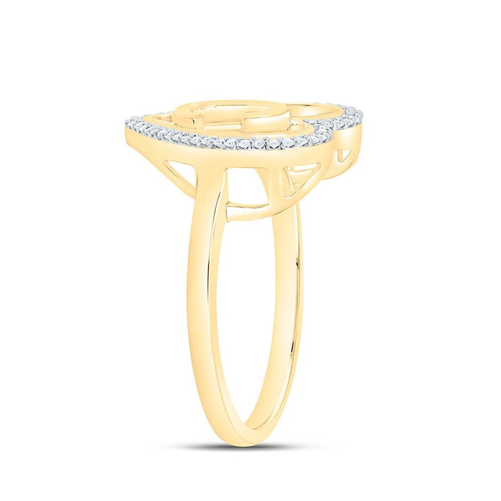 Yellow Gold Natural Diamond Initial "C" Heart Ring - 1/10 Carat Total Diamond Weight