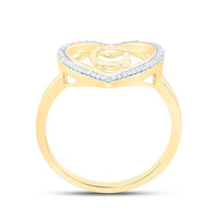 Yellow Gold Natural Diamond Initial "C" Heart Ring - 1/10 Carat Total Diamond Weight