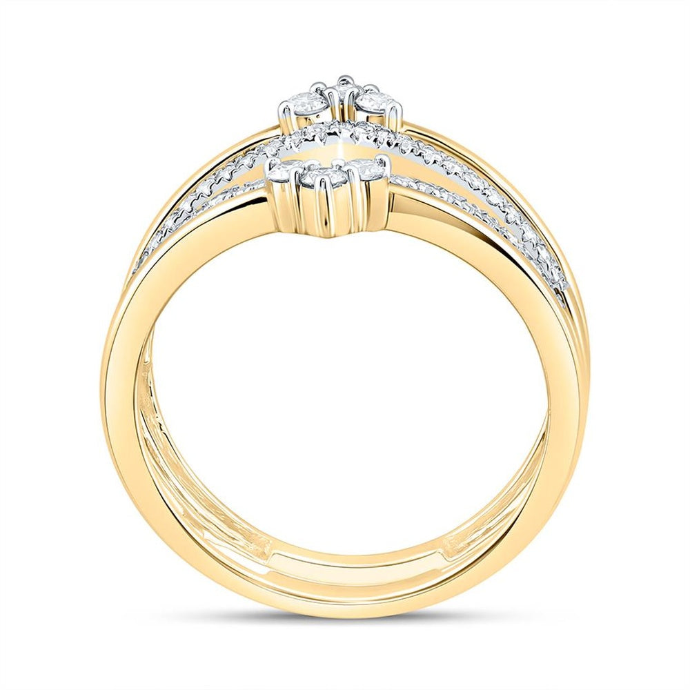 Yellow Gold Natural Diamond Insert Enhancer Ring - 1/3 Carat Total Diamond Weight