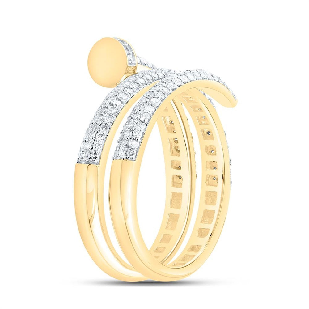 Yellow Gold Natural Diamond Nail Ring - 5/8 Carat Total Diamond Weight