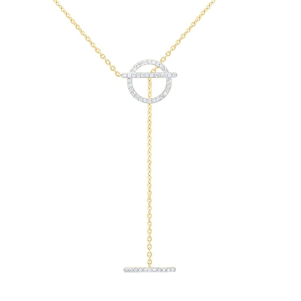 Yellow Gold Natural Diamond Necklace (16 Inch) - 1/6 Carat Total Diamond Weight