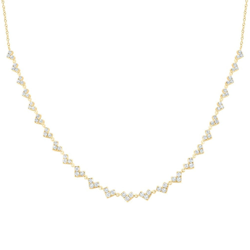 Yellow Gold Natural Diamond Necklace (18 Inch) - 1 1/4 Carat Total Diamond Weight