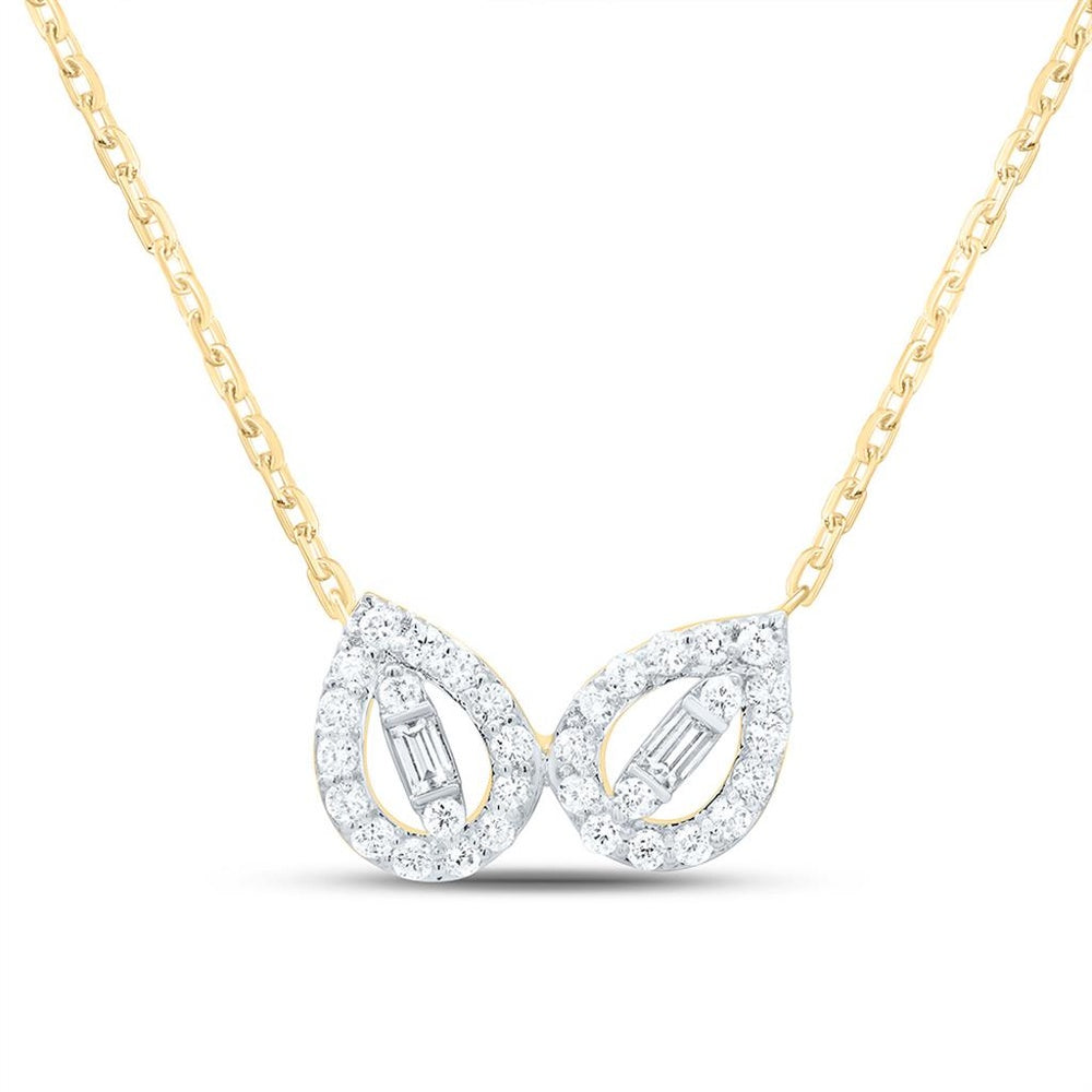 Yellow Gold Natural Diamond Necklace (18 Inch) - 1/5 Carat Total Diamond Weight