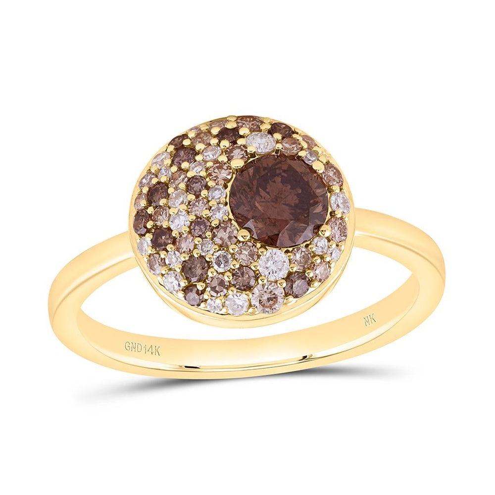 Yellow Gold Natural Diamond Ombre Diamond Round Ring - 7/8 Carat Total Diamond Weight